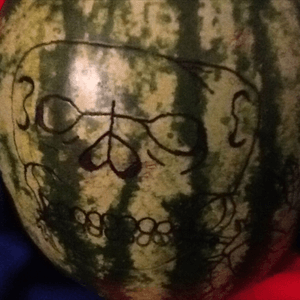 A not so good skull on watermelon