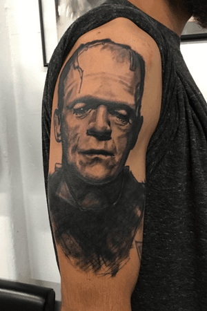Tattoo by Kurtis Gibson #blackandgrey #Frankensteinsmonster 