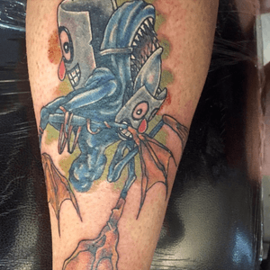 #calftattoo of a #alexpardee drawing by Anthony DeJesus. #sharkindisguisetattoo
