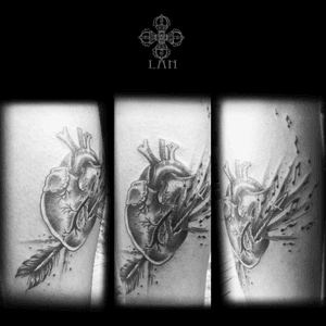 #heart #gravure #anatomical tattoo done by LAN at La verite est ailleurs #bordeaux 