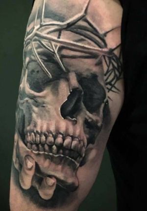 Done by Nick Uittenbogaard - Resident Artist #tatt #tattoo #tattoos #ink #inked #inkedup #inklovers #blackandgrey #blackandgreytattoo #skull #skulltattoo #skulls #amazing #amazingtattoos #art #culemborg #netherlands