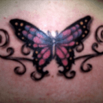 My 2nd tattoo done in 2007. Located on my upper back, just below my neck. This pic was taken right after it was done, sorry for the glare. #butterfly #butterflytattoo #filigree 
