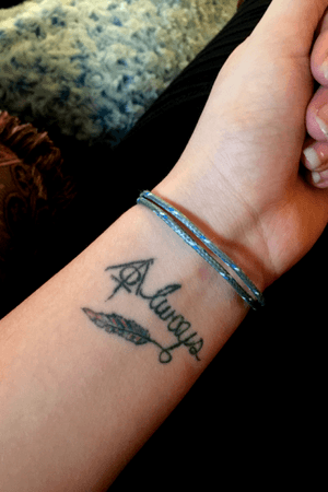 The first tattoo I got. I was 16 in it was made in Gardner, MA. #harrypottertattoo #harrypotter #always