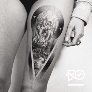 By RO. Robert Pavez • Sweet Hippo • Studio Nice Tattoo • Stockholm - Sweden 2018  • #engraving #dotwork #etching #dot #linework #geometric #ro #blackwork #blackworktattoo #blackandgrey #black #tattoo #fineline #hippotattoo