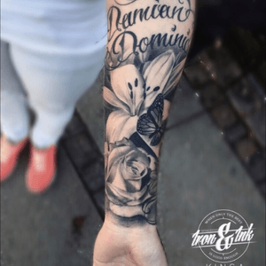 Healed tattoo 😍 #rose #lilyflower #script 