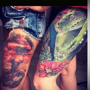 Showing some colour tattoos for once #snake #colour #mushroomcloud 