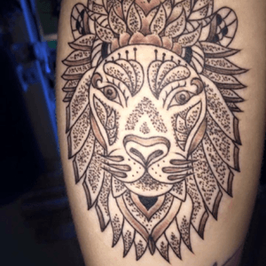 Mandala lion apart of a sleeve in progress