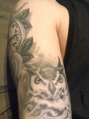 #owls #blackandgrey #pocketwatch #tattoodo #tatted