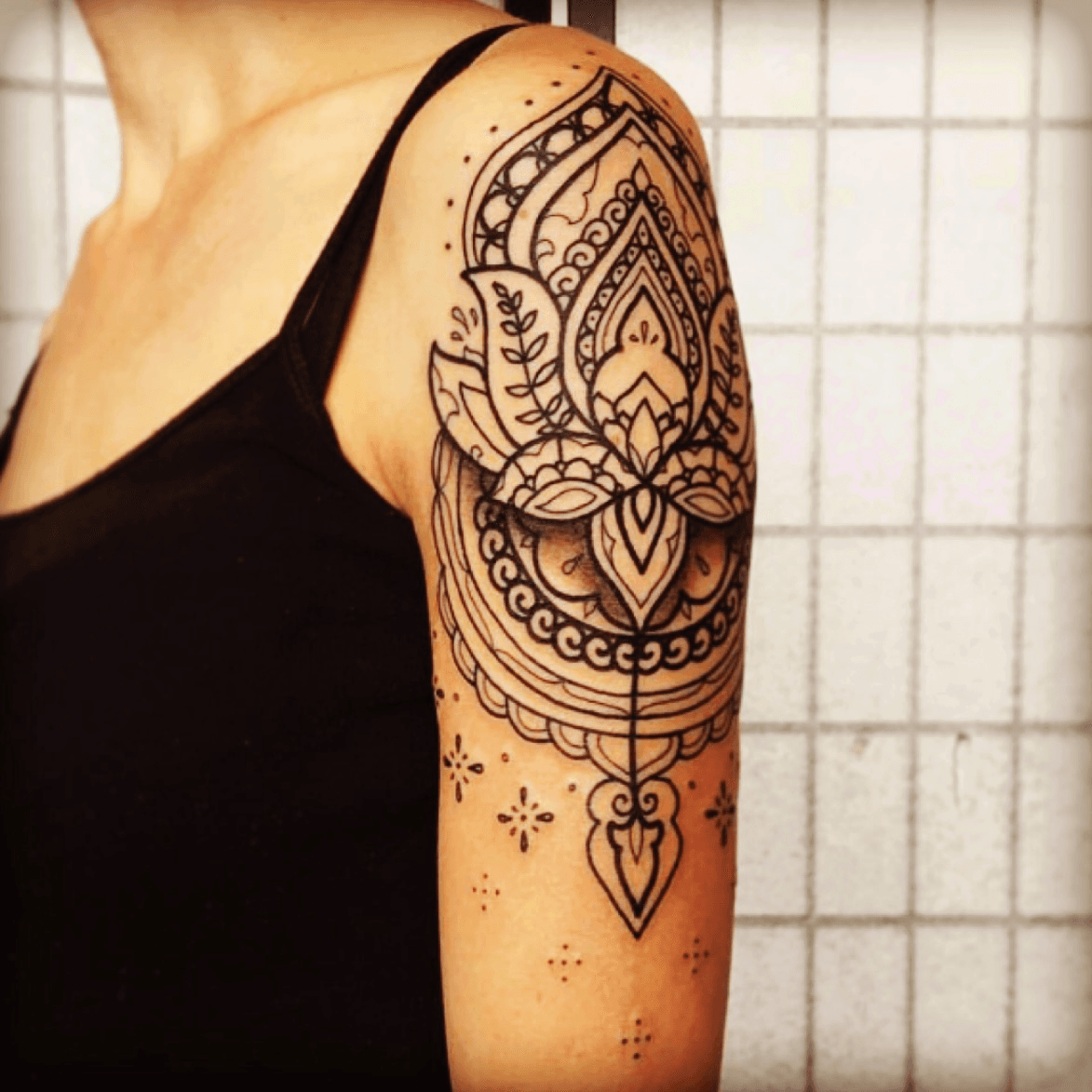 mandala tattoo front shoulder