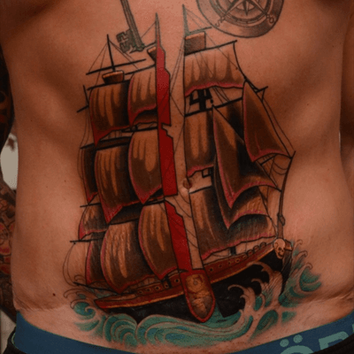 Pontus wanted to cover some scars wirh a ship. This is what i came up with! Thanks Pontus! #tattoodoambassador #ship #tattoo 