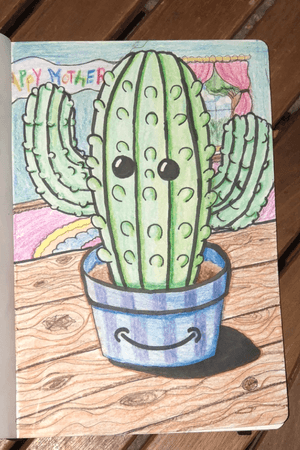 My wife is obsessed with cacti. Drew her up this little guy for Mothers Day. 