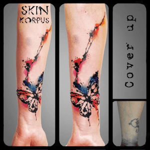 #coverup #abstract #watercolor #watercolortattoos #watercolortattoo #butterfly #butterflytattoo #animal made  @  #absolutink by #skinkorpus #watercolorartist #tattooartist