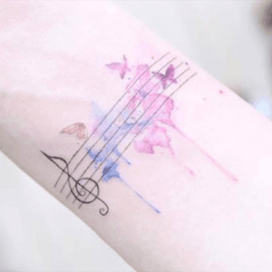 Love this music piece! #music #musicnotes #watercolor #wristtattoo 
