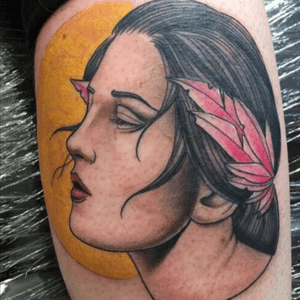 Fun ladyhead tattoo. Would love to do more.---#tattoo #traditionaltattoo #tattoos #neotrad #neotraditional #traditional #ladyhead #ladyheadtattoo 