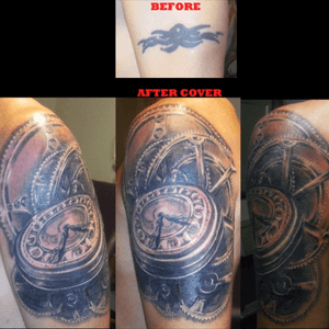 #clock #coverup tattoo done by LAN at La verite est ailleurs #bordeaux 