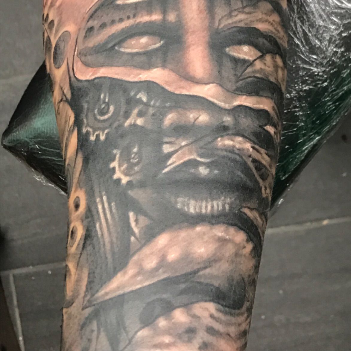 Tattoo uploaded by TattooKev • Custom biomechanical sleeve done by  TattooKev from bad habits tattoo studio • Tattoodo
