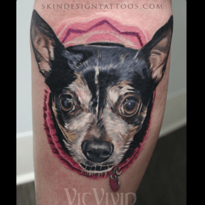 Dog portrait by Vic Vivid @ skin design in las vegas nv