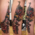 By Karl Cooper #oldschool #traditional #neotraditional #AK47 #tattoooftheday