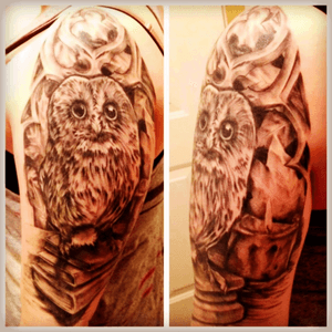 Owl tattoo by Avery Willmann, Undead Inc. Spokane, WA