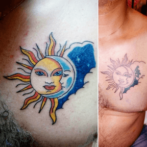 Sun and moon Cover Up #sun #moon #cover #colortattoo 