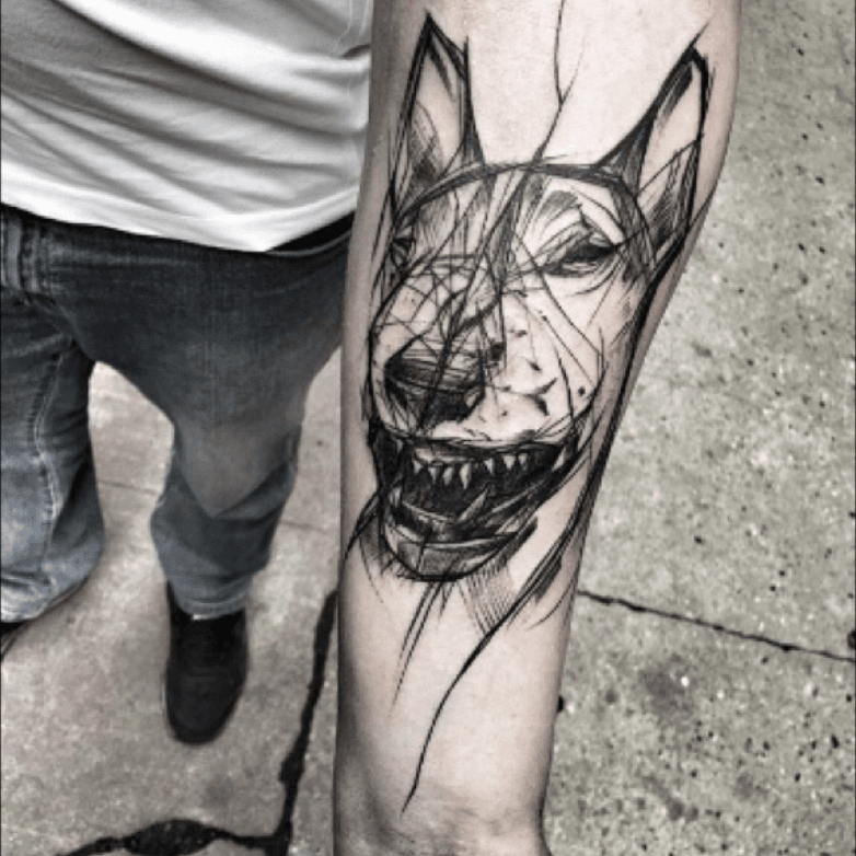 Northside Tattooz  Angry dog tattoo by Jake Howe  from his flash from  before lockdown Jake has closed his books for the time being but is more  than happy to offer