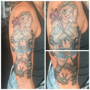 The first of my sleeve. #tankgirl #sleeve #honorboundtattoo #calgary #yyc #yycink #melissakirbyson 