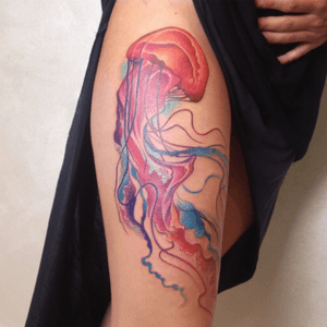 Watercolor jellyfish #watercolor #jellyfishtattoo  #jellyfish #girl #sexytattoo 