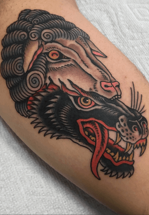 #traditional #wolf #sheep #tattoooftheday #color 