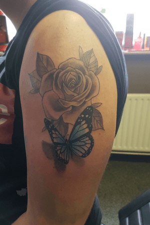 Butterfly and rose #butterfly #rose #tattoo