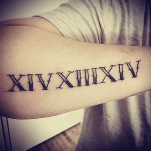 Roman numbers: 14,13,10,4. For the placement of the letters in the alphabet. NMJD are the letters for my familymembers.