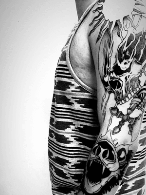 🖤@bzilberman with a new sleeeeeeve. To be continued...‼️Follow me, guys, show me you sketch for a tattoo. Dreams come true🖤Follow on my Insta kaw.aichi_tattoo🖤 #tattoo#balckwork#haifa#israel#black#hand#sleeve#tattoo#tattoolover#goodmood#evening#workhard#bet#skull#axe#eye#paint#artist#painting#tattooing#tattooer#tattoostyle#follow#like4like#amazing_shots#beauty