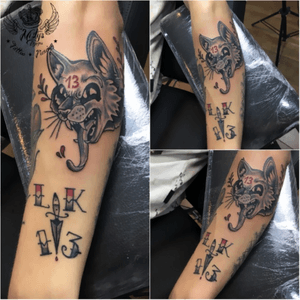 roman numeral 13 tattoo black cat