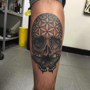Geometric Skull i made at Think Tattoo Uk 