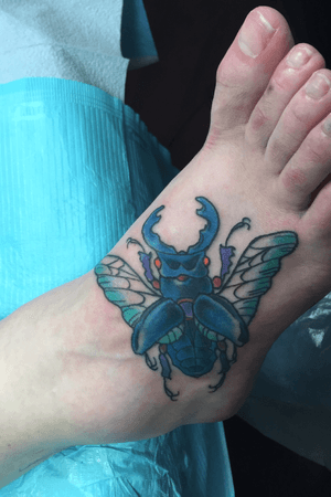  #coverup #insect #beetle #foottattoo #stagbeetle