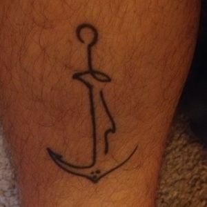 Tattoo uploaded by Brandon Flaherty • Single line anchor w/ wave. • Tattoodo Tattoo uploaded by Brandon Flaherty • Single line anchor w/ wave. • Tattoodo