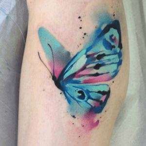 #watercolor #butterfly #color - by #tattooartist #PabloOrtizTattoo of #Spain @pablo_ortiz_tattoo - #perfect watercolor execution 
