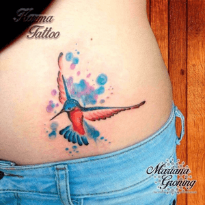 Watercolor hummingbird tattoo #tattoo #marianagroning #karmatattoo #cdmx #MexicoCity #watercolor #watercolortattoo #watercolortattooartist 