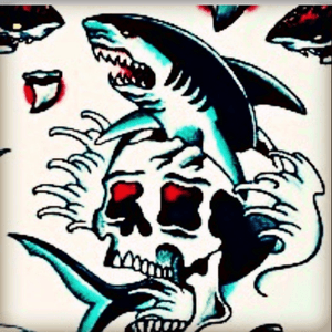 WANT!!#meagandreamtattoo #shark #skull #ocean #death #traditional 