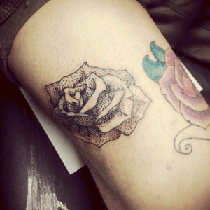 My first tattoo 😁 #dotwork #rose 