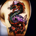 My first tattoo ying yang koi dragon 
