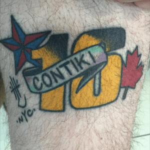 Contiki tattoo to celebrate my first overseas trip to USA and Canada from Love Hate Social Club NYC by @rodrigocanteras #LoveHateNewYork #Contiki #America #Canada 