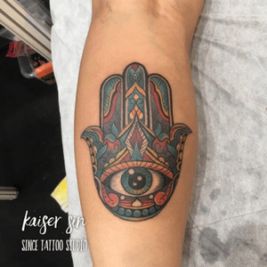 Hamsa Hand original design and tattoo by Kaiser Sin #hamsa #hamsahand #hamsahandtattoo #eye #eyetattoo 