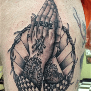 Piñta Style Christ Hands. By Collin Rigsby at Iron Sparrow Tattoo in Morgsn Hill CA #ironsparrow #collinrigsby #morganhill