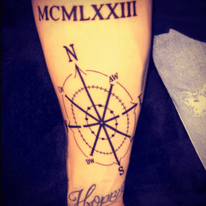 Family compass .. look closely hope and roman nhmerals #compass #blackandgrey #hope #romannumerals #2ndsleeve