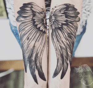 #angel #angelwings #guardianangel #blackcatink #BCI #tattoooftheday #sorrymom 