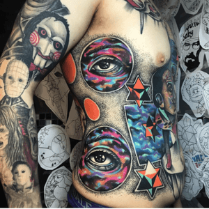 Little Andy Tattoos #eyes #3D #sidetattoo #stomach 