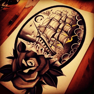 #tattoodesign #ship #rose #thunder ❤️✌🏼️👌🏻