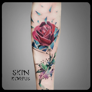 Beauty and the Beast rose... #graphic #watercolor #watercolortattoo #watercolortattoos #watercolour #rose #abstract made  @ #absolutink by #watercolortattooartist #watercolorartist #skinkorpus 