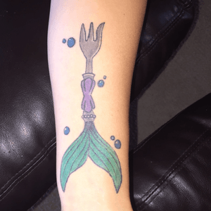 I love Ariel so i had my 16 year old daughter draw me a tattoo. #TheLittleMermaid #fork #Ariel #disney 