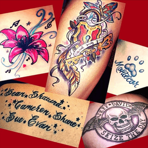 Multiple tattoos. 1 on each shoulder blade, 1 on my outer thigh, 1 on my foot, and 1 on my hip.